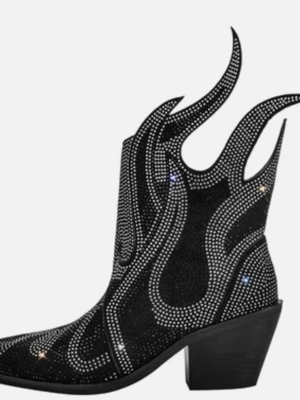 Studded Black Western Ankle Boot
